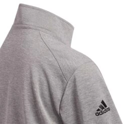 Adidas 2022 Boys Heather Quarter Zip Pullover -EliteGolf Store adidas 2022 boys heather quarter zip pullover grey three detail 2 itempicture