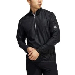 Adidas 2022 Deboss Quarter Zip Pullover -EliteGolf Store adidas 2022 deboss quarter zip pullover black back itempicture