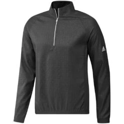 Adidas 2022 Deboss Quarter Zip Pullover -EliteGolf Store adidas 2022 deboss quarter zip pullover black itempicture