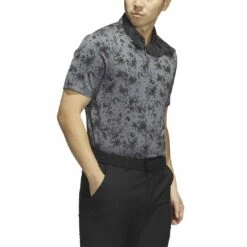 Adidas Burst Jacquard Polo -EliteGolf Store adidas 2023 burst jacquard polo black side itempicture
