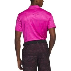Adidas Stripe Zipper Polo -EliteGolf Store adidas 2023 stripe zipper polo lucid fuchsia back itempicture