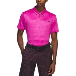 Adidas Stripe Zipper Polo -EliteGolf Store adidas 2023 stripe zipper polo lucid fuchsia front itempicture