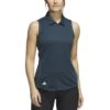 Adidas Women's Texture Sleeveless Polo -EliteGolf Store adidas 2023 womens texture sleeveless polo arctic night front itempicture