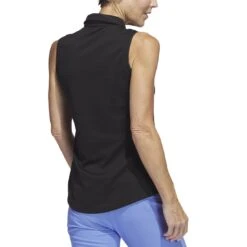 Adidas Women's Texture Sleeveless Polo -EliteGolf Store adidas 2023 womens texture sleeveless polo black back itempicture