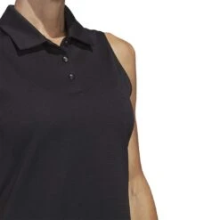 Adidas Women's Texture Sleeveless Polo -EliteGolf Store adidas 2023 womens texture sleeveless polo black detail itempicture