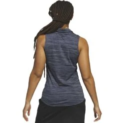 Adidas 2023 Women's Spacedye Sleeveless Polo -EliteGolf Store adidas 23 womens spacedye sleeveless polo collegiate navy back itempicture