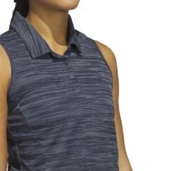 Adidas 2023 Women's Spacedye Sleeveless Polo -EliteGolf Store adidas 23 womens spacedye sleeveless polo collegiate navy detail itempicture
