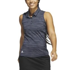 Adidas 2023 Women's Spacedye Sleeveless Polo -EliteGolf Store adidas 23 womens spacedye sleeveless polo collegiate navy itempicture