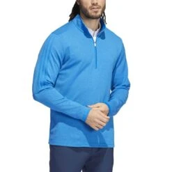Adidas 3-Stripe Quarter Zip Layering -EliteGolf Store adidas 3 stripe quarter zip layering blue rush model itempicture