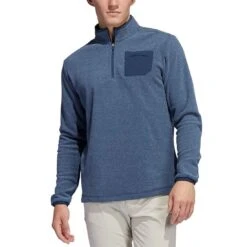 Adidas Pocket Quarter Zip -EliteGolf Store adidas fw21 pocket quarter zip crew navy on model itempicture