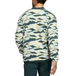 Adidas Texture Print Crewneck 12 Adidas Texture Print Crewneck -EliteGolf Store adidas fw22 texture print crewneck linen green back itempicture