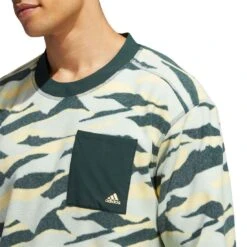 Adidas Texture Print Crewneck 13 Adidas Texture Print Crewneck -EliteGolf Store adidas fw22 texture print crewneck linen green shoulder detail itempicture