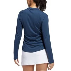 Adidas FW22 Women's Long Sleeve Crew Shirt -EliteGolf Store adidas fw22 womens long sleeve crew shirt crew navy back itempicture