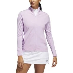 Adidas Women's Textured Full Zip Jacket -EliteGolf Store adidas fw22 womens textured full zip jacket bliss lilac itempicture