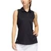 Adidas FW22 Women's Textured Sleeveless Polo -EliteGolf Store adidas fw22 womens textured sleeveless polo black itempicture