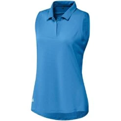 Adidas FW22 Women's Textured Sleeveless Polo -EliteGolf Store adidas fw22 womens textured sleeveless polo pulse blue front itempicture