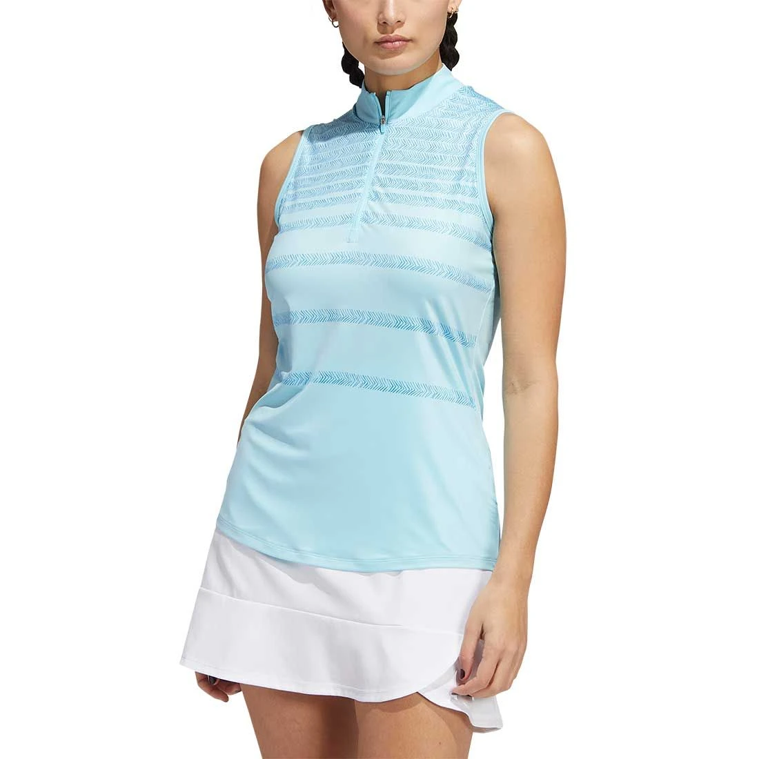 Adidas Women's Ultimate365 Herringbone Stripe Sleeveless Polo 5 Adidas Women's Ultimate365 Herringbone Stripe Sleeveless Polo - Image 3