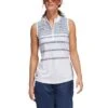 Adidas Women's Ultimate365 Herringbone Stripe Sleeveless Polo 2 Adidas Women's Ultimate365 Herringbone Stripe Sleeveless Polo -EliteGolf Store adidas fw22 womens ultimate365 herringbone stripe polo white crew navy front itempicture