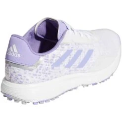 Adidas Juniors S2G Spikeless Golf Shoes White/Almost Lime/Light Purple -EliteGolf Store adidas juniors s2g spikeless golf shoes white almost lime light purple gv9787 back itempicture