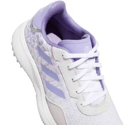 Adidas Juniors S2G Spikeless Golf Shoes White/Almost Lime/Light Purple -EliteGolf Store adidas juniors s2g spikeless golf shoes white almost lime light purple gv9787 lace detail itempicture