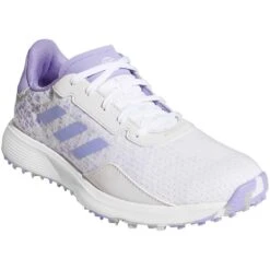 Adidas Juniors S2G Spikeless Golf Shoes White/Almost Lime/Light Purple -EliteGolf Store adidas juniors s2g spikeless golf shoes white almost lime light purple gv9787 toe itempicture
