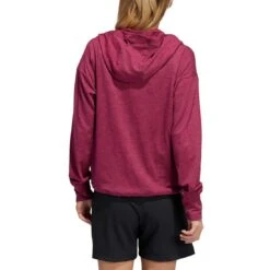 Adidas Women's Essentials Slub Recycled Hoodie -EliteGolf Store adidas ss22 womens essentials slub recycled hoodie legacy burgundy back itempicture