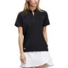 Adidas Women's Short Sleeve Mock Neck Polo -EliteGolf Store adidas ss22 womens short sleeve mock neck polo black itempicture