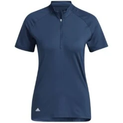 Adidas Women's Short Sleeve Mock Neck Polo -EliteGolf Store adidas ss22 womens short sleeve mock neck polo crew navy itempicture