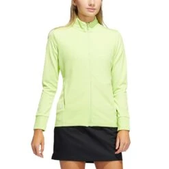 Adidas Women's Textured Full Zip Jacket -EliteGolf Store adidas ss22 womens textured full zip jacket pulse lime itempicture