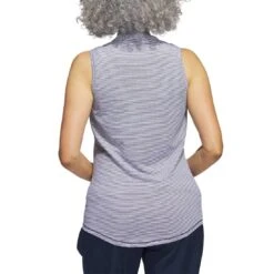 Adidas Women's Two Color Ottoman Sleeveless Polo -EliteGolf Store adidas ss23 w two color ottoman sleeveless polo collegiate navy back itempicture
