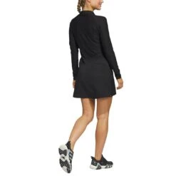 Adidas Women's Long Sleeve Golf Dress -EliteGolf Store adidas ss23 womens long sleeve golf dress black back itempicture