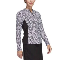 Adidas Women's Ultimate365 Print Pullover -EliteGolf Store adidas ss23 womens ultimate365 print pullover black white side itempicture