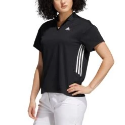 Adidas FW21 Women's 3-Stripe Polo -EliteGolf Store adidas womens fw21 3 stripe polo black itempicture