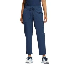 Adidas Women's Go-To Commuter Pants -EliteGolf Store adidas womens go to commuter pants crew navy front on model itempicture