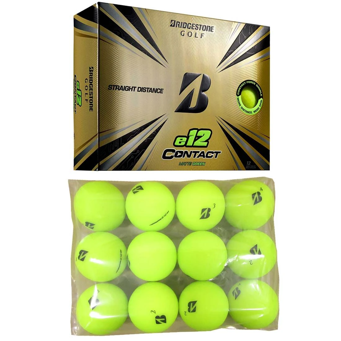 Bridgestone 2022 E12 Contact Matte Green Bagged Golf Balls 3 Bridgestone 2022 E12 Contact Matte Green Bagged Golf Balls