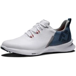 FootJoy FJ Fuel Golf Shoes White/Blue Fog/Red -EliteGolf Store footjoy fj fuel golf shoes white blue fog red 55441 toe itempicture