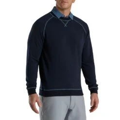 FootJoy French Terry Crewneck -EliteGolf Store footjoy french terry crewneck navy front itempicture