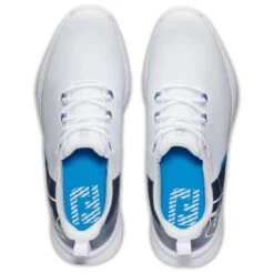 FootJoy Fuel Sport Golf Shoes White/Blue -EliteGolf Store footjoy fuel sport golf shoes white blue 55454 top itempicture