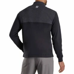 FootJoy Heather Yoke Half Zip Pullover -EliteGolf Store footjoy heather yoke half zip pullover black back itempicture