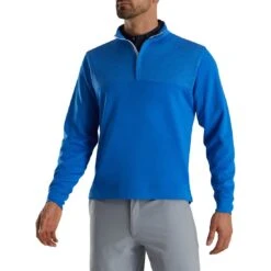 FootJoy Heather Yoke Half Zip Pullover -EliteGolf Store footjoy heather yoke half zip pullover royal front itempicture