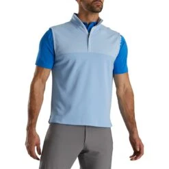 FootJoy Heather Yoke Half Zip Vest -EliteGolf Store footjoy heather yoke half zip vest dusk blue front itempicture