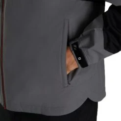 FootJoy HydroLite X Rain Jacket -EliteGolf Store footjoy hydrolite x rain jacket charcoal black detail itempicture