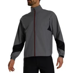 FootJoy HydroLite X Rain Jacket -EliteGolf Store footjoy hydrolite x rain jacket charcoal black front itempicture