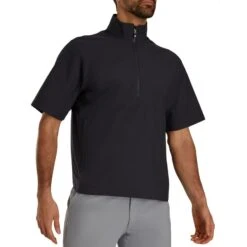 FootJoy HydroLite X Short Sleeve Rain Pullover -EliteGolf Store footjoy hydrolite x short sleeve rain pullover black black itempicture