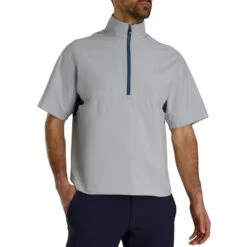 FootJoy HydroLite X Short Sleeve Rain Pullover -EliteGolf Store footjoy hydrolite x short sleeve rain pullover grey navy itempicture