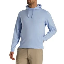 FootJoy Lightweight Hoodie -EliteGolf Store footjoy lightweight hoodie heather sky front itempicture