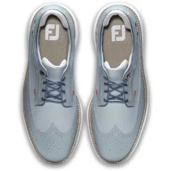 FootJoy Traditions Wing Tip Golf Shoes Grey/Navy/Red -EliteGolf Store footjoy traditions wing tip golf shoes grey navy red top itempicture