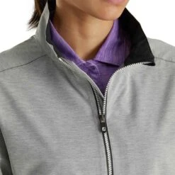 FootJoy Women's FJ HydroLite Rain Jacket 7 FootJoy Women's FJ HydroLite Rain Jacket -EliteGolf Store footjoy womens fj hydrolite rain jacket heather grey detail itempicture