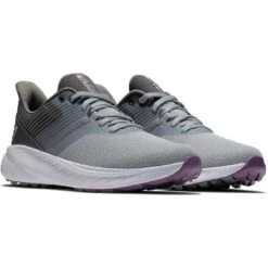 FootJoy Women's Flex Golf Shoes Grey/Charcoal -EliteGolf Store footjoy womens flex golf shoes grey charcoal 95721 pair itempicture