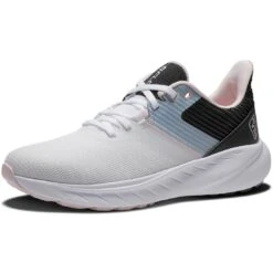 FootJoy Women's Flex Golf Shoes White/Black -EliteGolf Store footjoy womens flex golf shoes white black 95719 toe itempicture